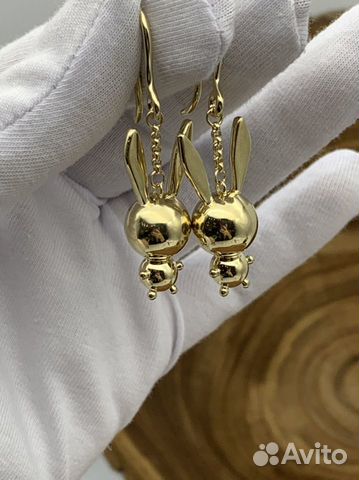 Золотые Серьги Зайчики