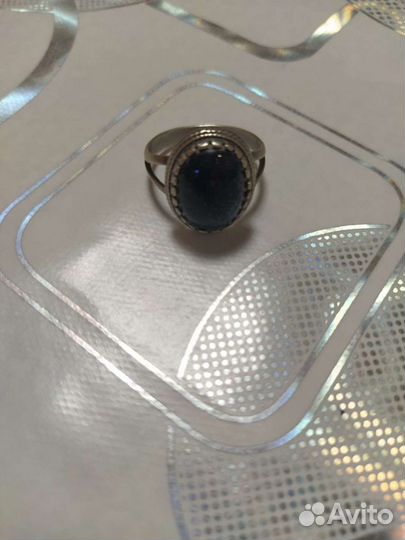 Кольцо из натурального камня с напылением серебро