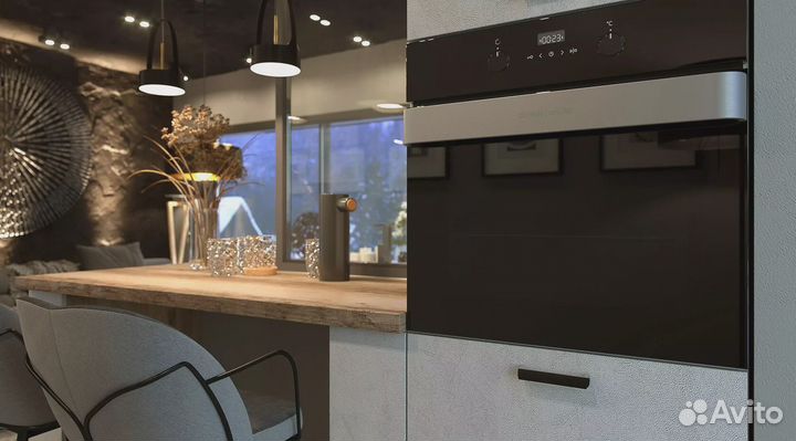 Кухня с деревянными вставками