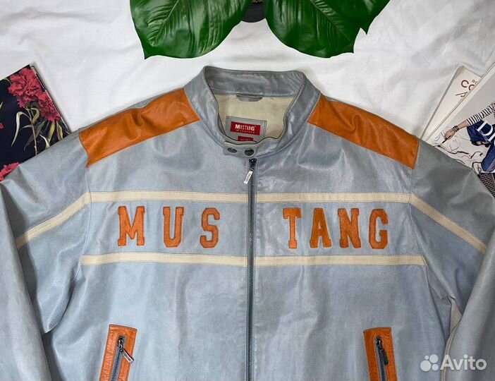 Кожаная мото куртка Mustang racing jacket гоночная