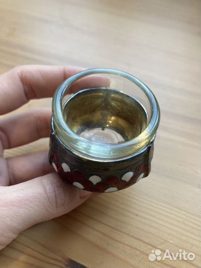 Солонка мельхиор с эмалью СССР