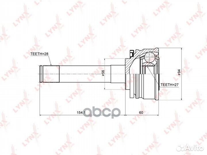 Шрус наружный перед прав/лев CO5506 lynxauto