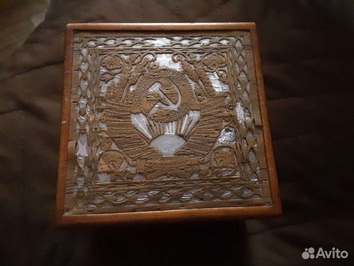 Шкатулка. Дерево, береста. СССР агитация