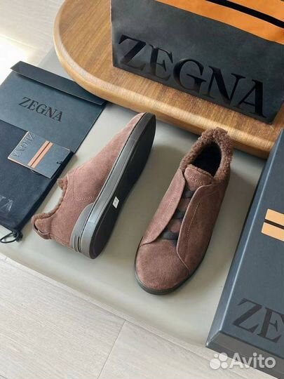 Кеды мужские с мехом Zegna премиум качества