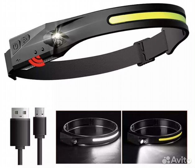 Налобный фонарь с сенсорным датчиком включения