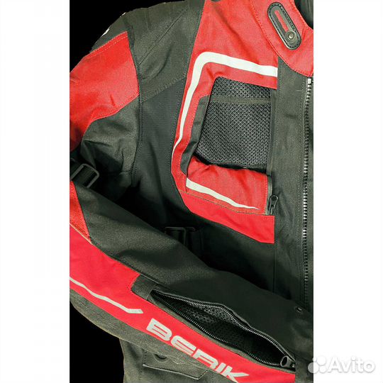 Motorcycle мотокуртка in Berik 2.0 Technical Fabric NJ-193328 Safari Pro Black Red