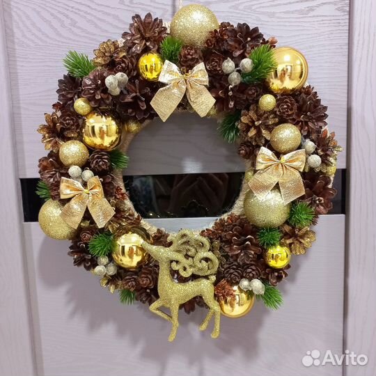 Новогодний(Рождество) Венок и подсвечник(набор)