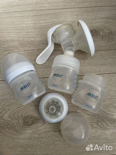 Молокоотсос avent ручной с бутылочками