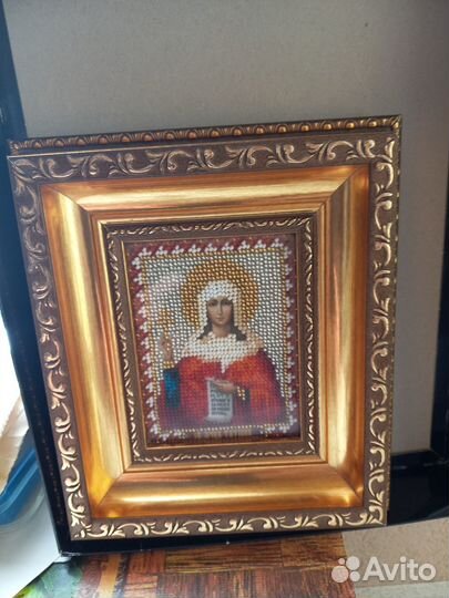 Икона вышита бисером, именная 