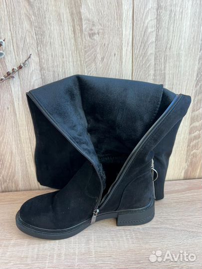 Сапоги высокие замш, очень красивые