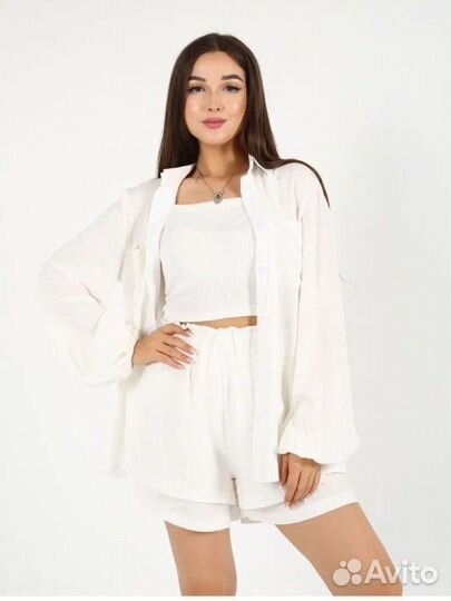 Женский льняной костюм новый 46