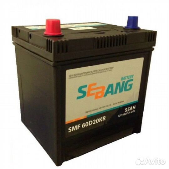 Аккумулятор 55Ач Sebang D20R 470A прямой полярност