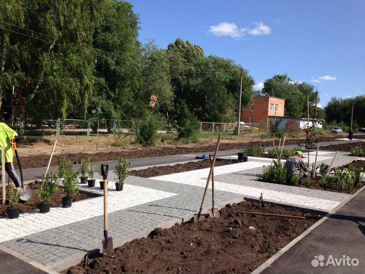 Укладка брусчатки отмостки