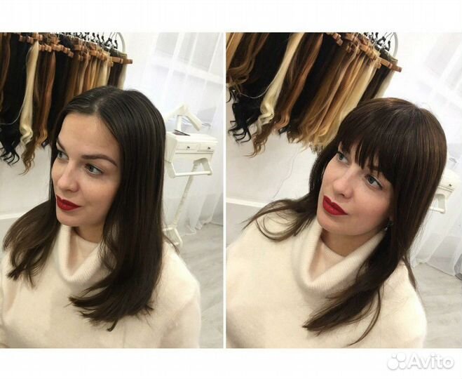 Накладная челка из натуральных волос