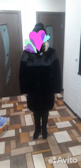 Шуба мутон с норковой отделкой