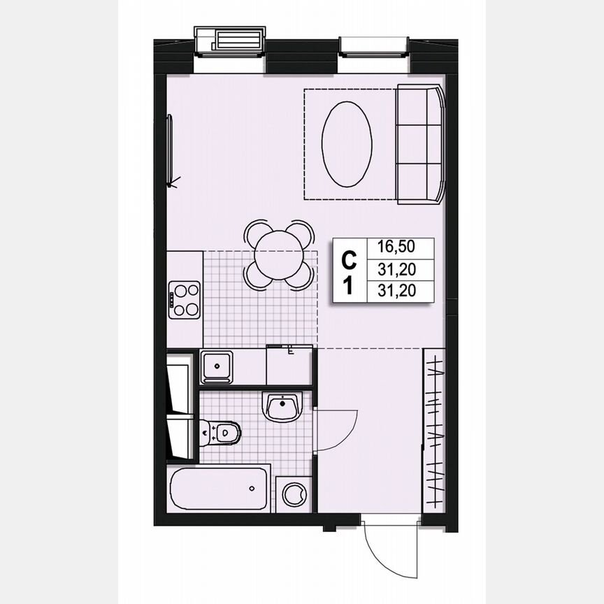 Квартира-студия, 31,2 м², 4/10 эт.
