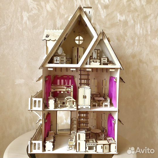 Домик кукольный с мебелью