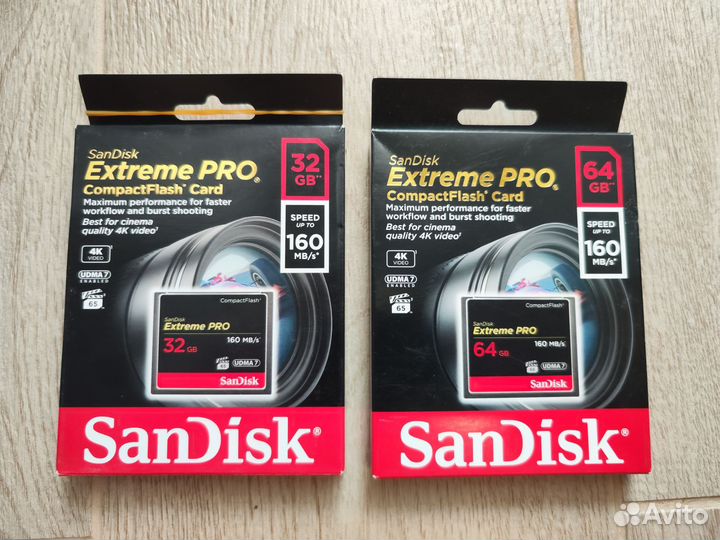 Карта SanDisk CF 32 64 128Gb extreme pro4k 160mb/s
