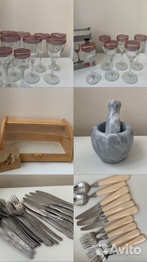 Бокалы фужеры рюмки столовые приборы хлебница