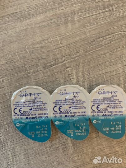Контактные линзы AIR optix -5,25 -5,50