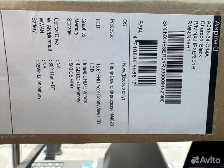 Новый ноутбук Acer 15,6