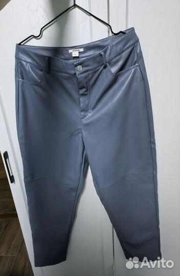 Теплые брюки, кожзам, красивого голубого цвета