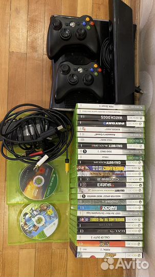 Xbox 360 с дисками+ 2 геймпада