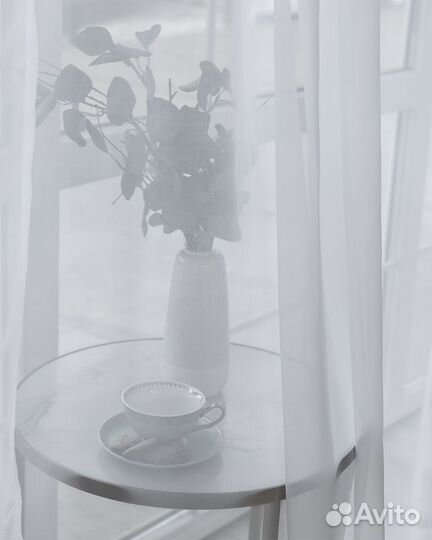 Тюль Вуаль белый готовый на окна пошив