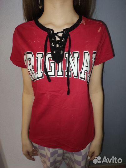 Красная футболка с завязками XS-S (FB Sister)