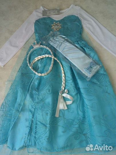 Набор платье Эльзы+коса+перчатки