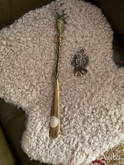 Ложка для обуви с держателем, бронза