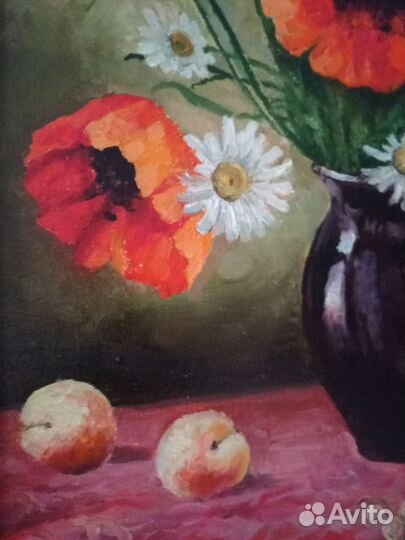 Картина маслом на холсте цветы маки