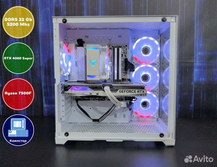 Игровой пк новый AMD7500F-RTX4080SUP-32DDR5-HYK257913486-B650
