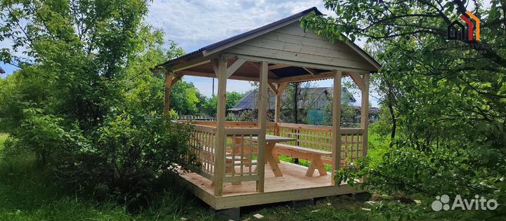 Беседка из сосны. Доставка