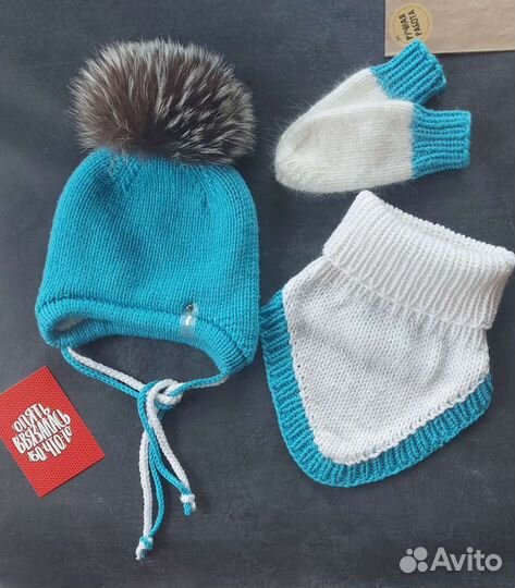 Шапка, снуд, варежки. ручная работа