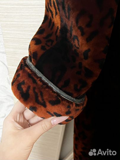 Шуба цигейковая леопардовая