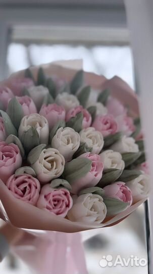 Зефирный букет, тюльпаны