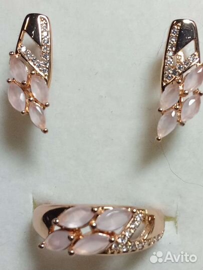 Золотой комплект с Сатиновым Цирконом