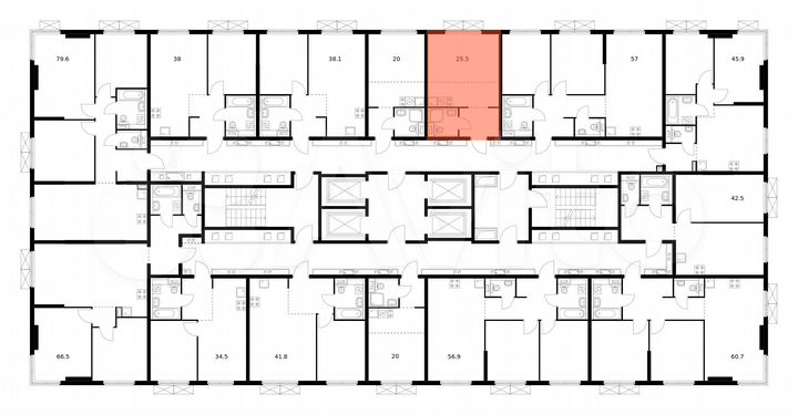 Квартира-студия, 25,5 м², 22/25 эт.