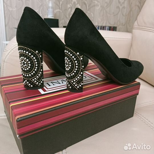 Туфли экозамша новые черные 36- 35,5