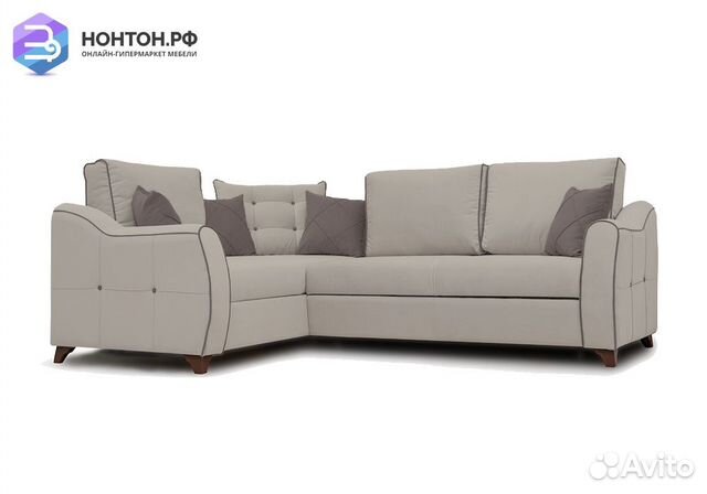 Диван угловой дельфин Френсис светло-бежевый / кор