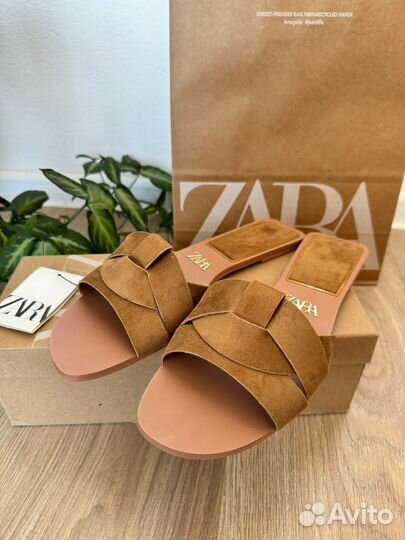 Шлепки Zara замша