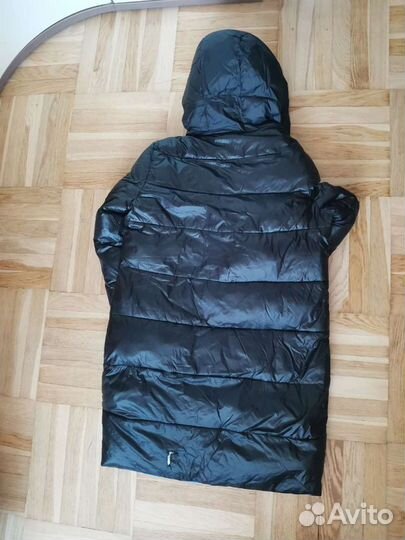 Пуховик женский чёрный с синим, 48/50