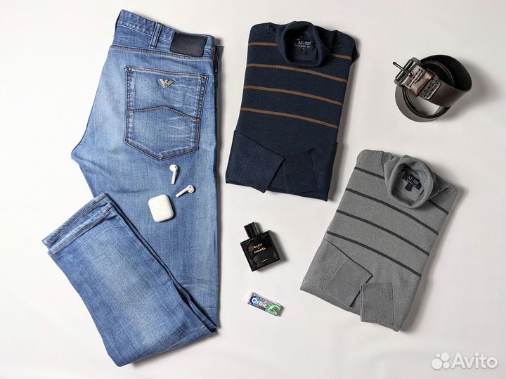 Мужская водолазка Armani Jeans, размер S (серая)