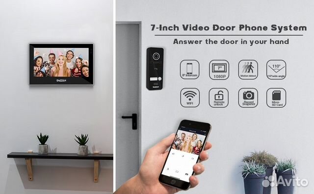 Видеодомофон tuya tmezon с Wi-Fi и сенсорным экран