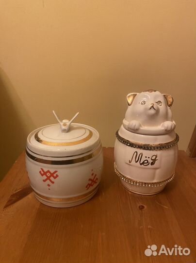 Бочонок для меда 2 шт, конфетница хрусталь