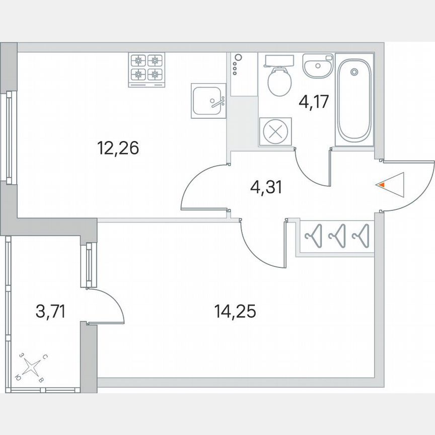 1-к. квартира, 36,9 м², 5/8 эт.