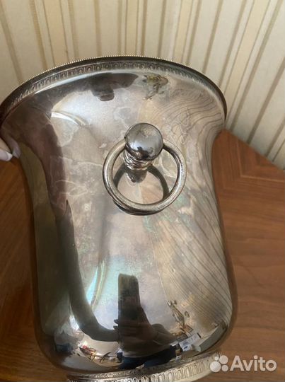 Ведро винтажное для шампанского посеребренное