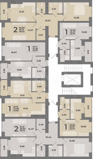 2-к. квартира, 61,3 м², 2/10 эт.