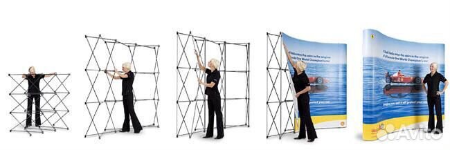 Мобильный Поп Ап стенд с боксом-трибуной